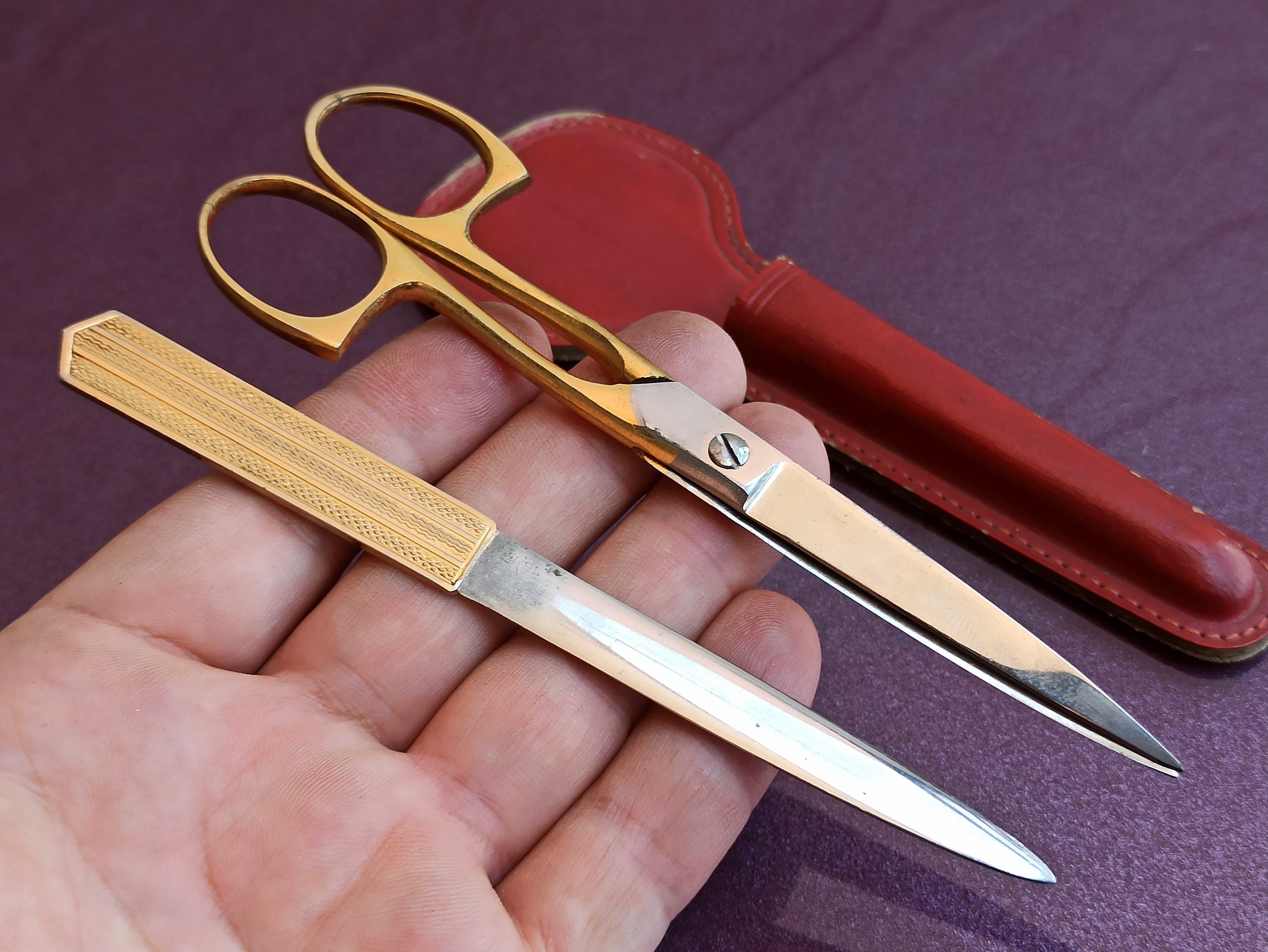 【2本】アルゼンチン ヴィンテージ la Movedira社製 ガウチョナイフ Vintage STERLING SILVER / GOLD GAUCHO KNIFE Austria
