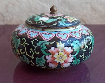 1930s Rare Canton Enamel, Cloisonne, Canton Vase With Flower Pattern, Cloisonne Vase, Vintage Decorative Vase, Old Vase, Enamel Vase
