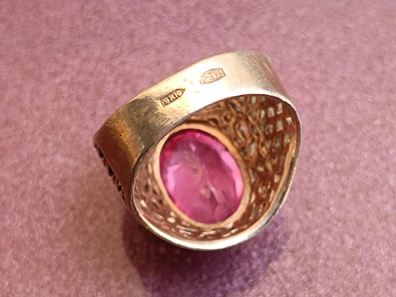 875 Silver Ruby Ring, USSR Red Ruby Silver Ring, … - image 4