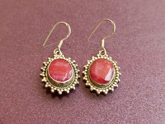 Ruby 925 Silver Earrings, Ruby Silver Earrings, S… - image 2
