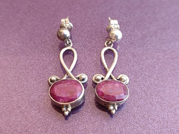 Ruby 925 Silver Earrings, Ruby Silver Earrings, S… - image 8