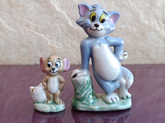 1970s Wade Tom and Jerry Porcelain Figurines, Made in