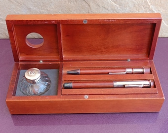 ラバン シルバー メッキ万年筆とボールペン、ヴィンテージ万年筆、万年筆、古い万年筆、ラバン 万年筆、シルバー メッキ ペン