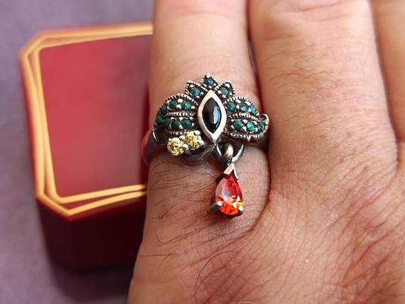 925 Silver Multistones Ring, 925 Silver Ring, Cit… - image 7