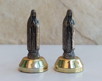 Lady Fatima Figurine, Religious Statue, Virgin Mary, Rosary, Silver Plated Figurine, Virgin Mary Statue, Catholic Figures