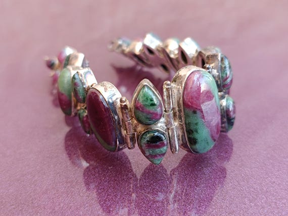 925 Silver Ruby Zoisite Bracelet, Ruby Bracelet, … - image 10