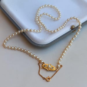 Pearl Velina Reina Necklace, Velina Reina Pearl, White Pearl Necklace, Pearl Necklace, Antique Gold Plated Clasp