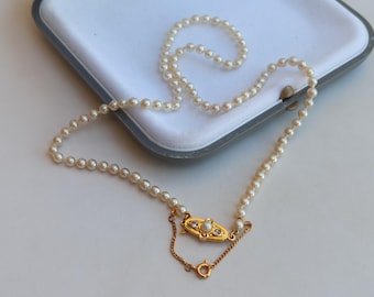 Pearl Velina Reina Necklace, Velina Reina Pearl, White Pearl Necklace, Pearl Necklace, Antique Gold Plated Clasp