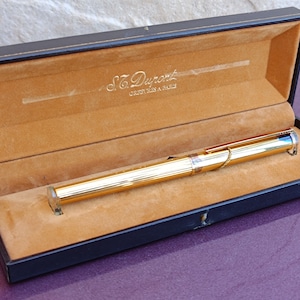 18K ST Dupont Vermeil Pióro wieczne ze srebra 925 w oryginalnym pudełku, Stalówka ze srebra próby 925 w kolorze złota Pióro wieczne, Pióro wieczne, Stalówka ze złota 750, Stalówka z 18-karatowego złota