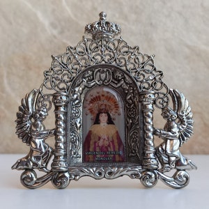 Virgen Del Remedio Monovar, Virgen Del Remedio Coronada, Religious Icon, Vintage Virgen Del Remedio With Angels, Religious Catholic Figurine