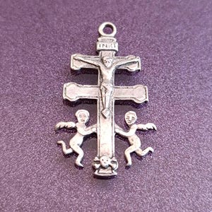 1950s Caravaca Silver Handmade Cross Pendant, Caravaca De La Cruz, Vera Cruz, Santísima Vera Cruz, Religious Cross Catholic Crucifix, Angels