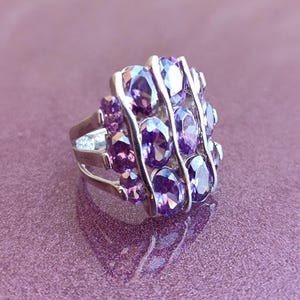 925 Silver Amethyst Ring, Vintage Ring, Purple Crystal Ring, 925 Silver Ring, Silver Retro Ring, Ring With Gemstones, Antique Ring