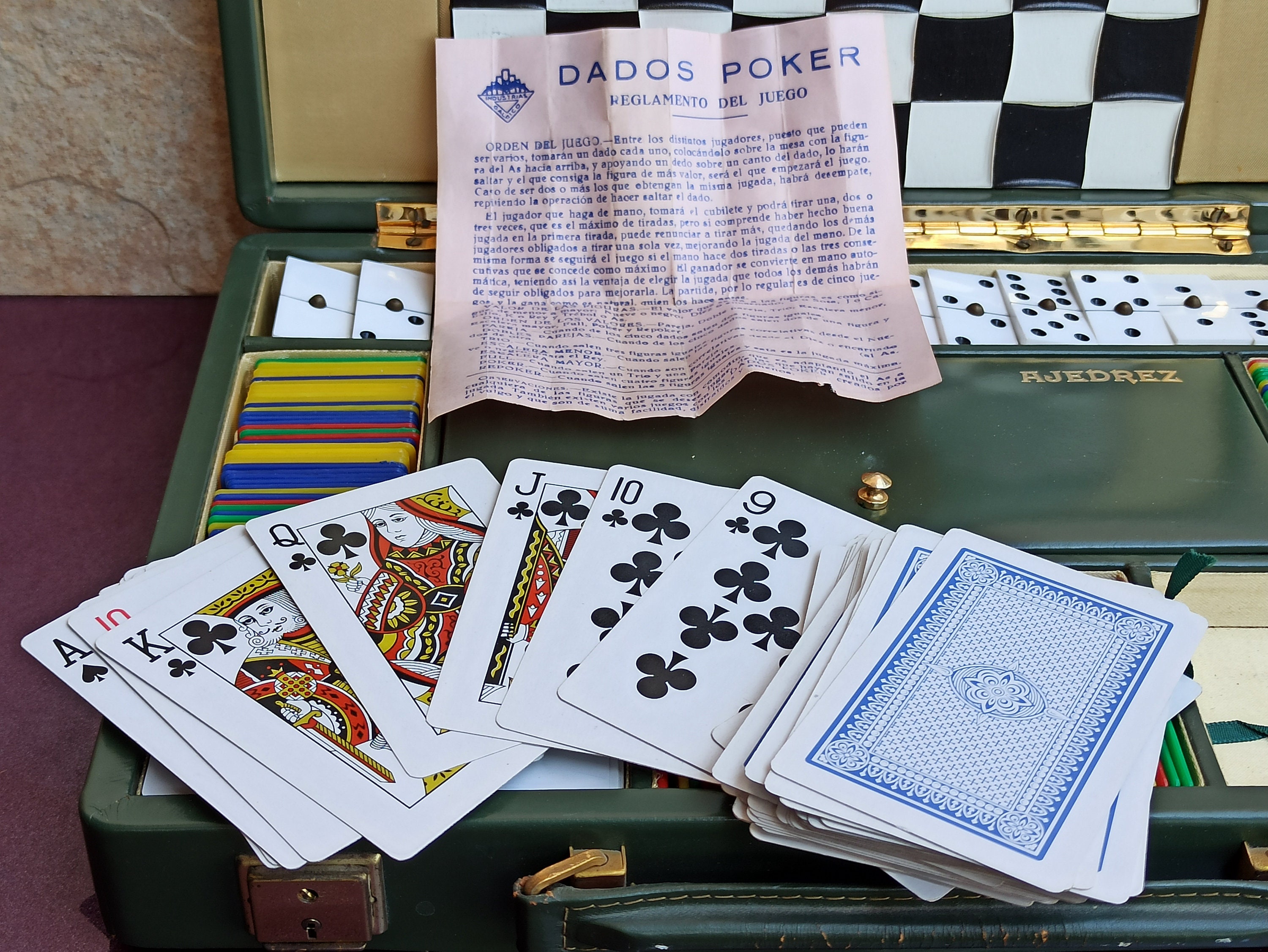 1950 年代のポーカー セット、アメリカン ポーカー、ポーカー ダイス