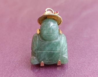 ヴィンテージグリーン翡翠の中国仏像ペンダント - Etsy 日本