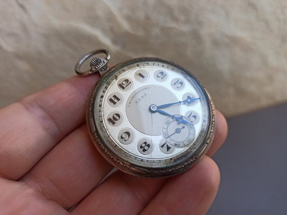 Silver Cronometro ABAZ, Silver Pocket Watch, Silv… - image 5