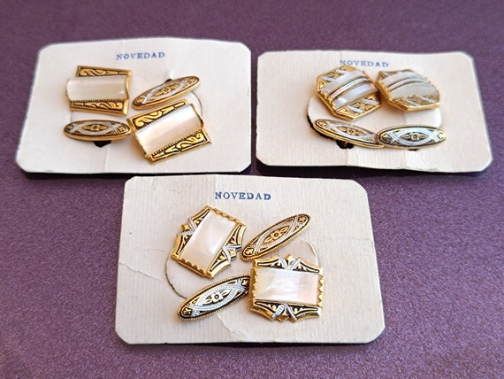 Boutons De Manchette Anciens En Or De Tolède - Style Vintage Doré, Occasion, Début XXème Siècle