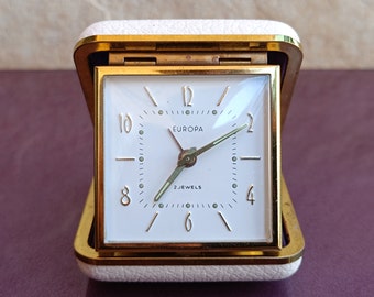 Swiza 7 Jewels Travel Alarm Clock: 1960s Swiss Made (non-working