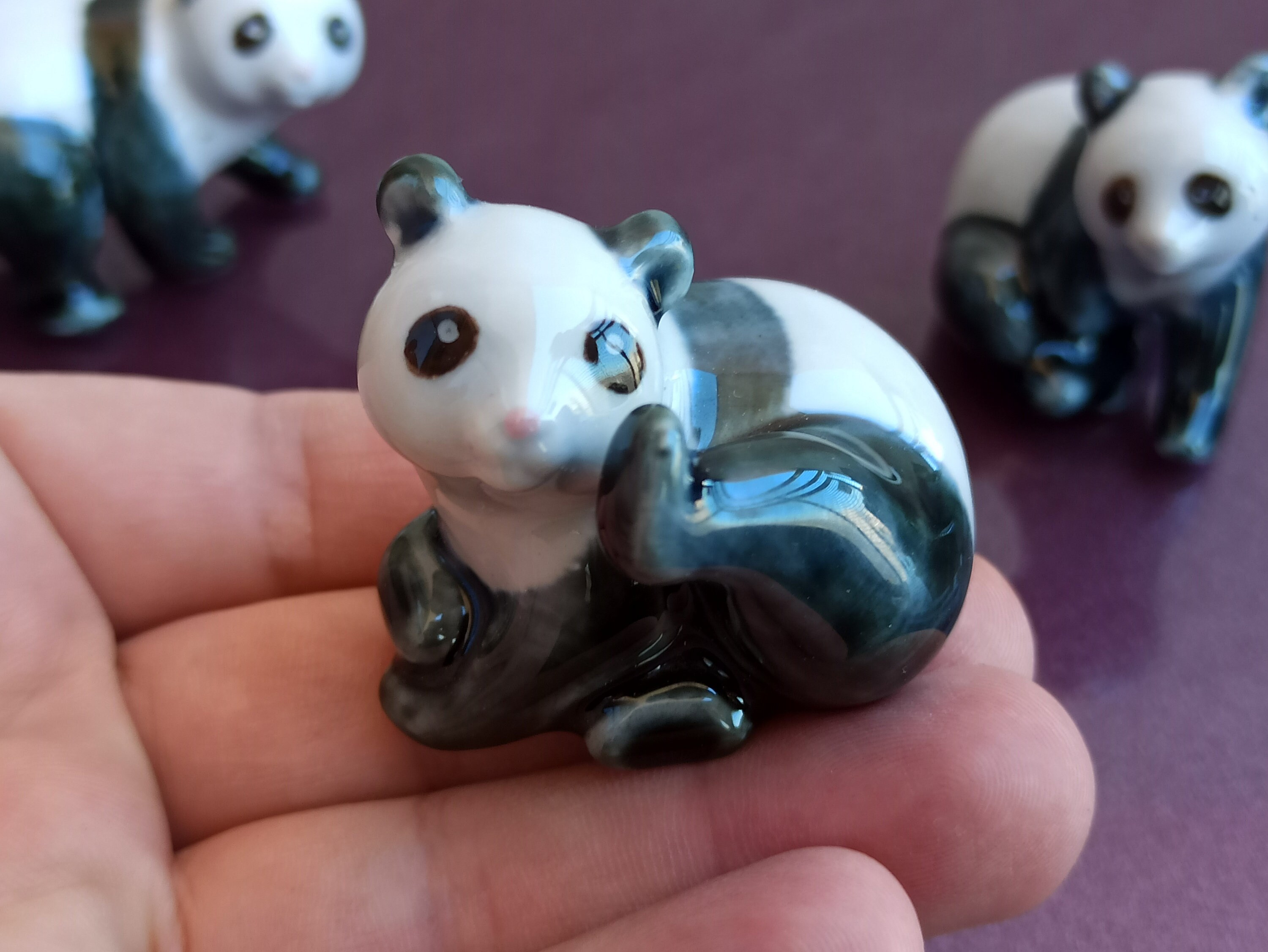 ドイツ　ヴィンテージ　ミニョネット　パンダ Vintage Pandas SET, Porcelain Panda Figurine, Ceramic Panda