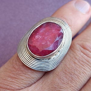 JC Ruby 925 Silver Ring, Ruby Silver Ring Silver, Silver Ruby Ring, Vintage Ring, Antique Silver Ring, Retro Ring, Vintage Ruby Ring