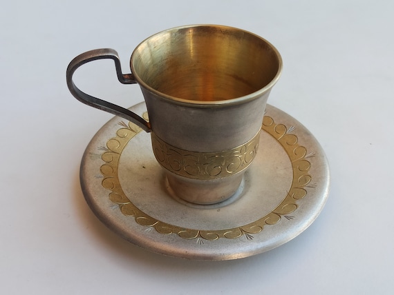 1886 シルバー 84 カップ、ソーサー付きシルバー カップ、限定