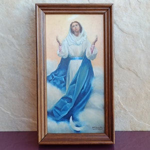 Asunción y Ascensión de la Virgen María, Pintura Religiosa al Óleo, Virgen María, Pintura Virgen María, Icono Religioso