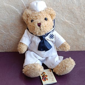 Ours de marin en peluche original, jouet en peluche doux original, ours en peluche rétro, cadeau de bébé, ours en peluche de garçon de cabine, ours en peluche vintage