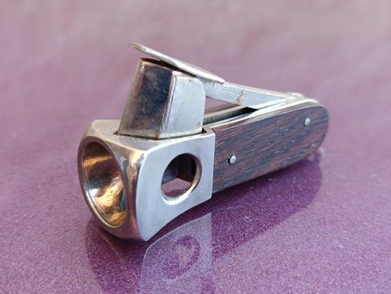 1980s SOLINGEN Donatus Cigar Cutter, Germany, Vintage Chrome and