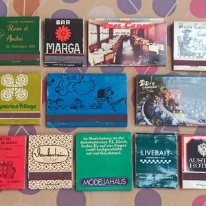 Set of 12 MATCHBOX 1980, Antique Matches, Various Design, Made in Spain, Antique Style, Old Matches, Match Holder, Vintage Matches