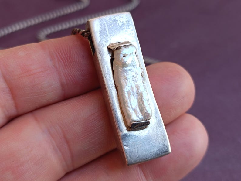 925 Silver Mother Of Pearl Pendant With Necklace, Silver Pendant, Italian Silver Jewellery, Antique Pendant, Vintage Pendant, Italy image 12