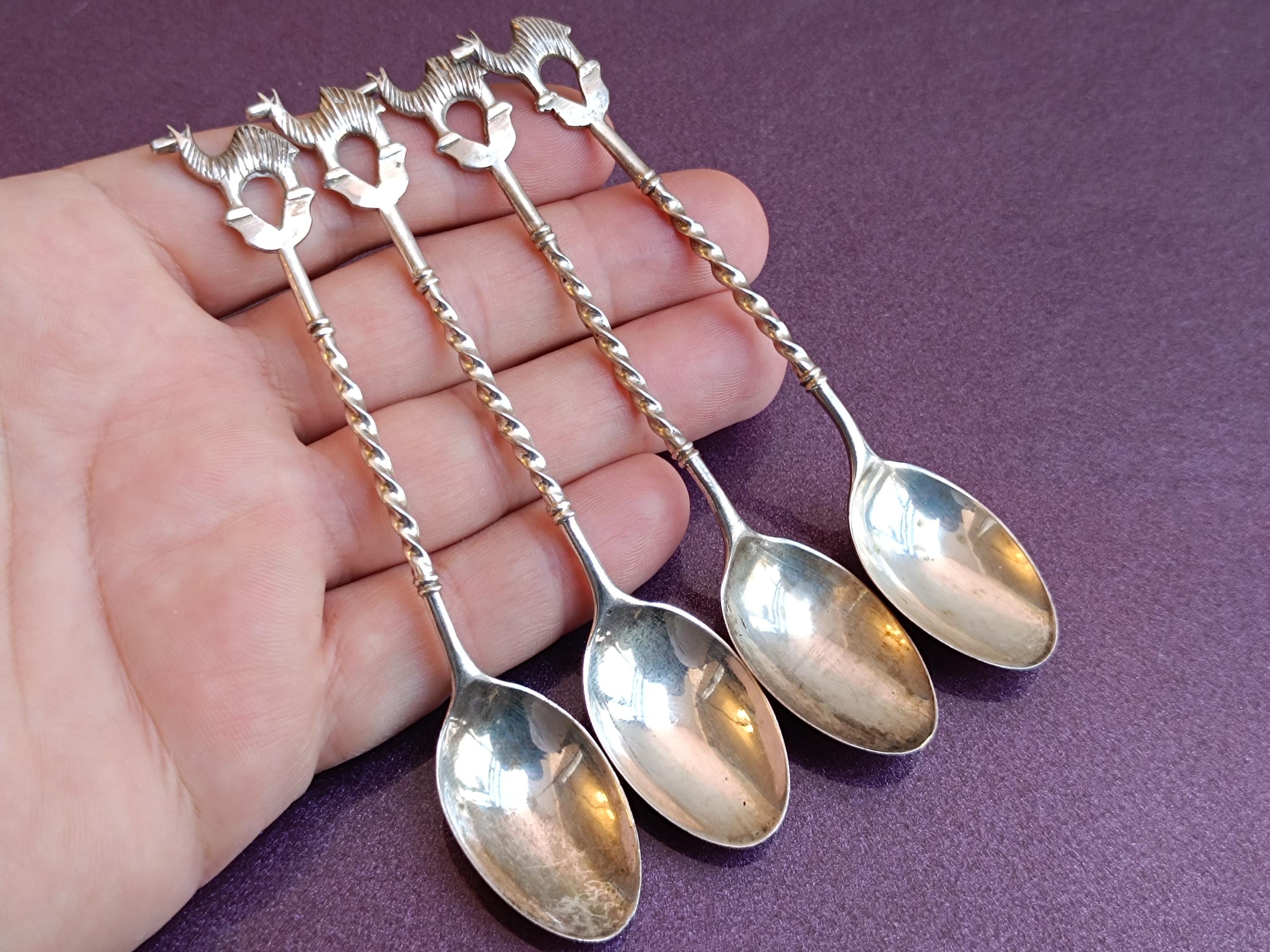1960s SILVER Teaspoons SET With Camel, Sugar Spoon, Cream Spoon