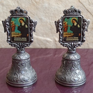 Agnes of Beniganim Bell, Inés de Benigánim, Religious Bell 1970, Vintage Brass Bell, Antique Bell, Retro Bell, Vintage Melodic Bell