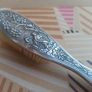 Handmade Silver Handle Brush, Sterling Silver Clothes Brush, Antique 1900, Silver Brush, Hair Brush, Silver Hair Brush, Japanese Style