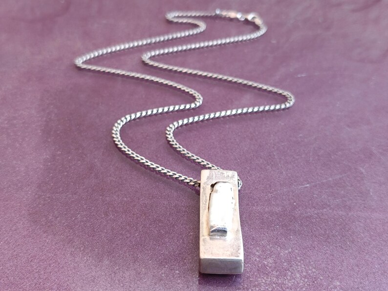 925 Silver Mother Of Pearl Pendant With Necklace, Silver Pendant, Italian Silver Jewellery, Antique Pendant, Vintage Pendant, Italy image 10