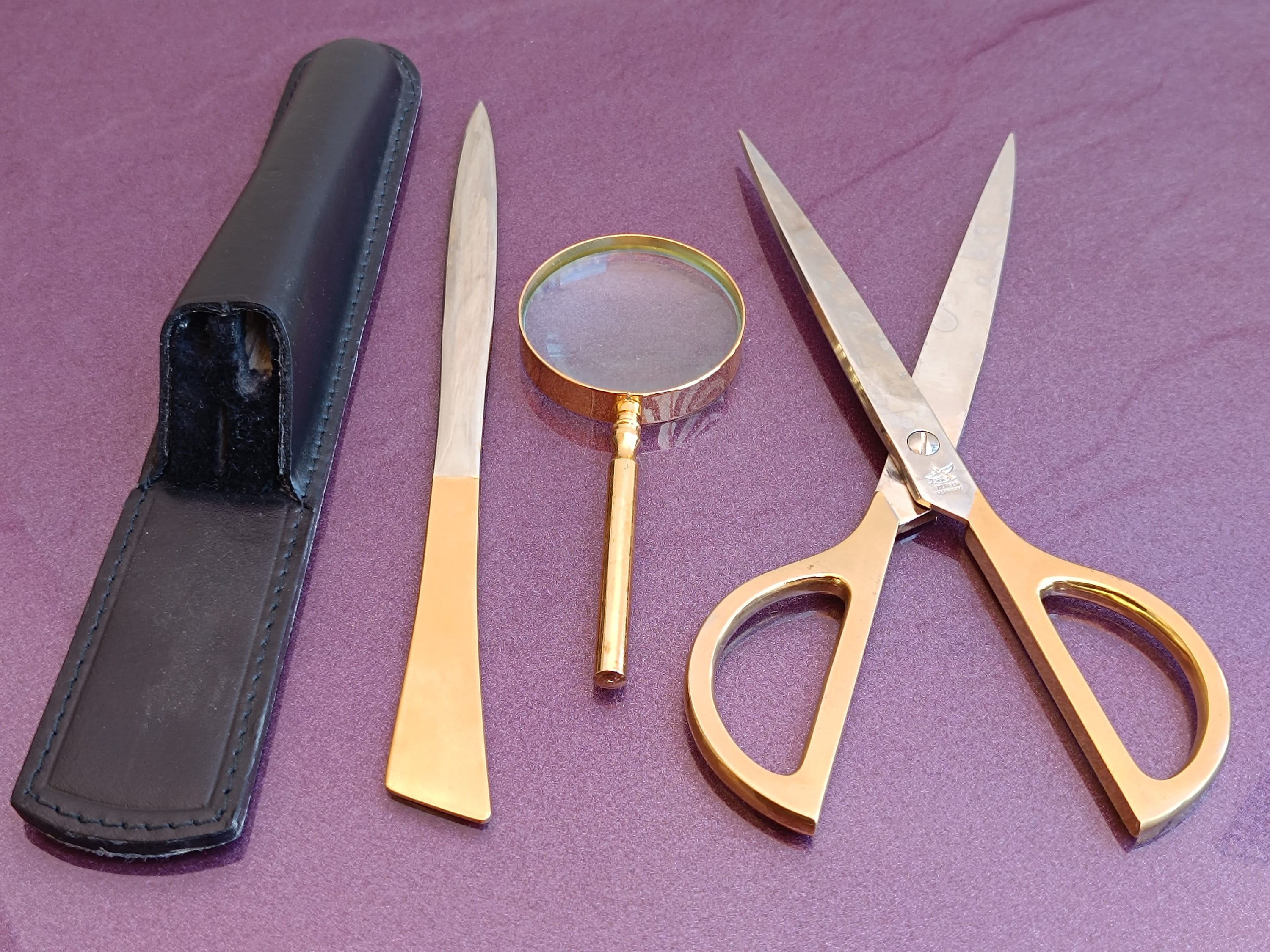 Antique SOLINGEN Germany Scissors & Letter Opener Desk Set