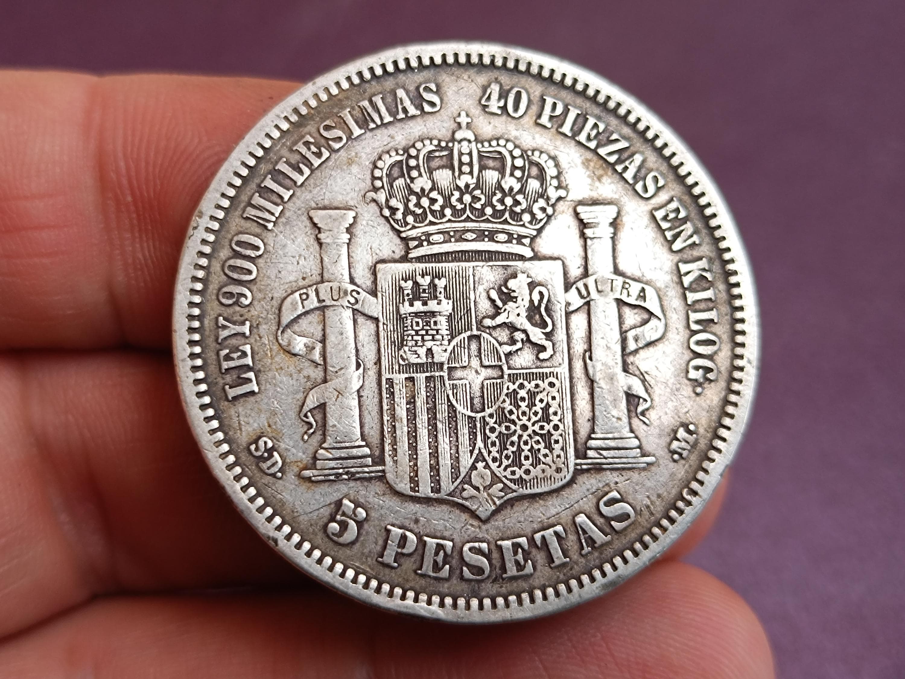 1871 スペイン 5ペセタ銀貨 アマデオ1世 1871年 アマデオ1世 スペイン国王 銀貨 5ペセタ、アマデオ1世 スペイン