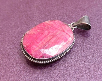 Ruby 925 Silver Pendant, Vintage Ruby Pendant, Red Ruby Silver Charm, 925 Silver Jewelry, Ruby Pendant, Vintage Pendant Red Ruby