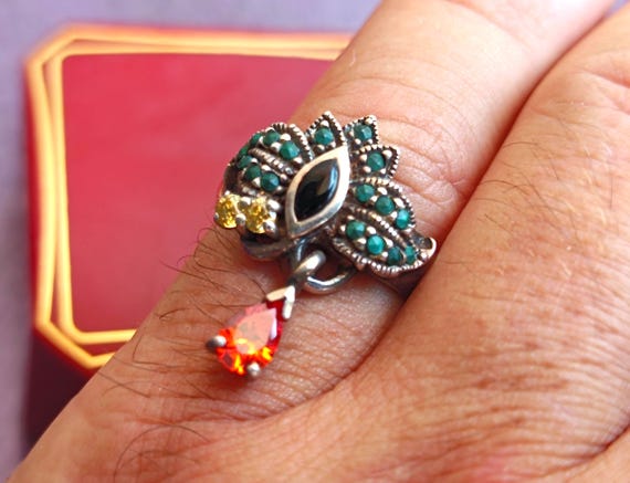 925 Silver Multistones Ring, 925 Silver Ring, Cit… - image 1