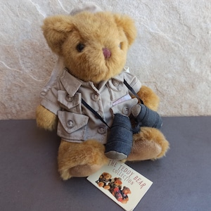 Original Traveler Teddy Bear, Original Soft Peluche Toy, Traveler Teddy Bear with Map Binoculars, Gift, Antique Teddy Bear, Vintage Teddy Bear