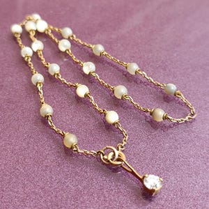 Perlmutt Vergoldete Halskette, Vintage Choker, Spanische Vintage Halskette, Gold filled Schmuck, Limitierte Auflage, Gold filled Halskette