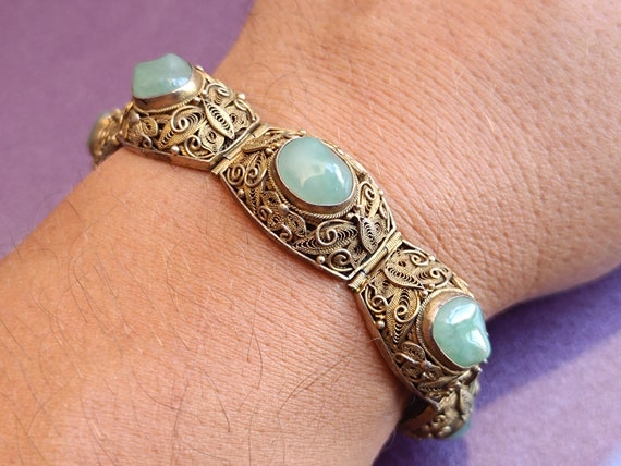 Bracelet Ancien En Pierres Naturelles Vintage - Bijou Rétro D'occasion Français