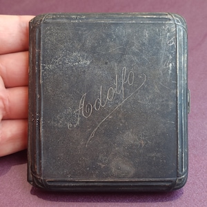 Portasigarette d'argento del 1920, portasigarette d'argento vintage, portasigarette antico, portasigarette d'argento retrò