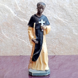 1970s Saint Martin of Porres Religious Figure, Religious Sculpture, Saint Figure, Plastic Religious Sculpture, Saint Martin de Porres