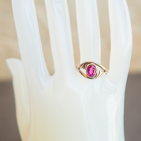 Silver Soviet Ruby Ring 875, Red Ruby Silver Ring… - image 2
