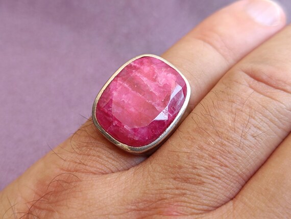 925 Silver Ruby Ring, Ruby Silver Ring Silver, Si… - image 2