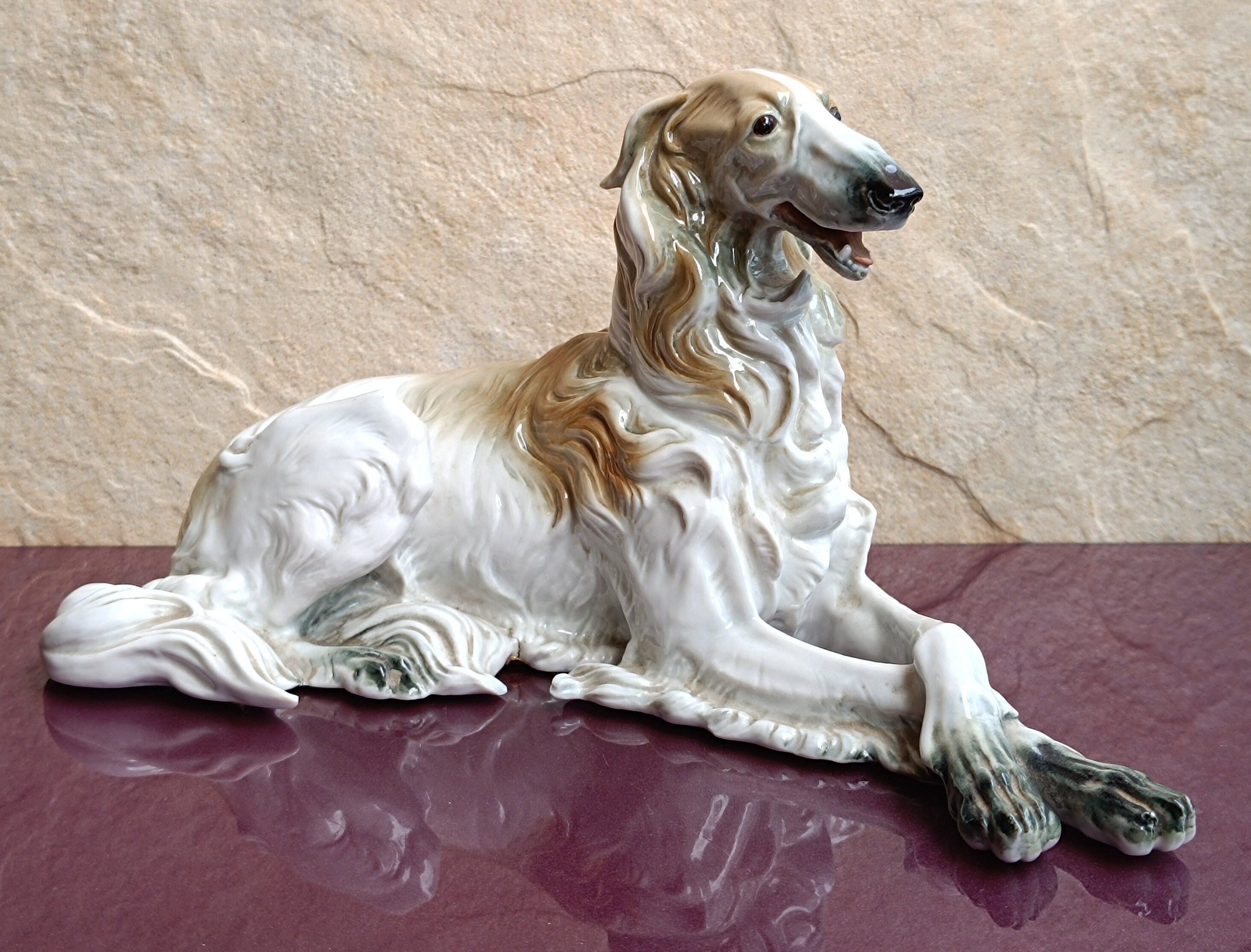 1950 ALGORA Porcelain Dog Figurine, Vintage Dog Figurine