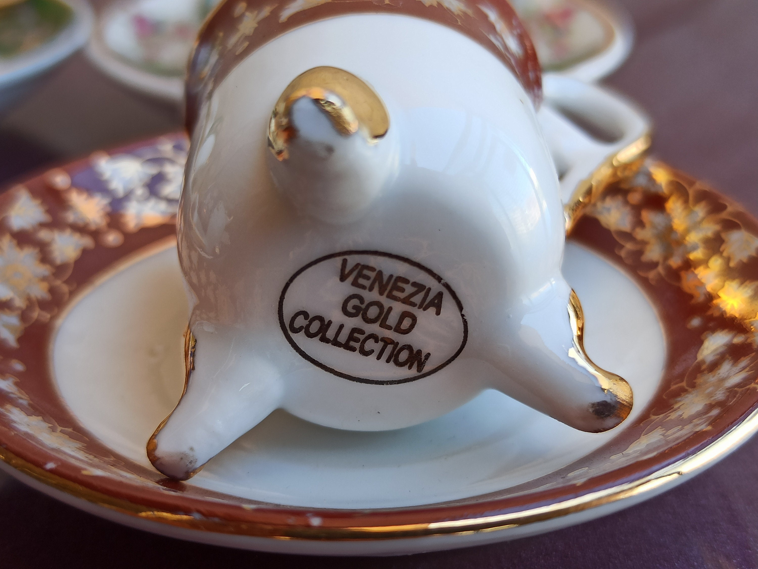 Venezia Gold Collection Cup and Saucer Set of 4, Porcellana
