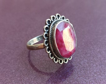 Ruby 925 Silver Ring, Ruby Silver Ring Silver, Silver Ruby Ring, Vintage Ring, Antique Silver Ring, Retro Ring, Vintage Ruby Ring