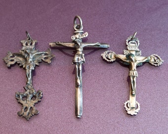1920 Silver Crucifix Pendant, Jesus Cruz, Religious Cross, Antique Religious Cross Pendant, Vintage Cross Pendant, Antique Cross, Crucifix