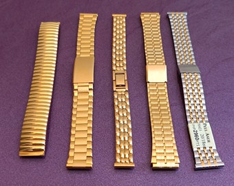 1980s Gold Filled Watchband, Vintage Metal Watchband, Spanish Watchband, Metal Watch Strap, Retro Watch Strap, Vintage Watchband