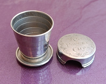 Original WWI US Soldier's Vest Pocket Cup, Vintage Metal Glass, Antique Travel Metal Cup, Accordion Folding Drinking Cup, Metal Shot Glass